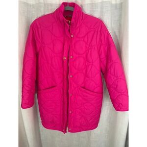 J.Crew Signature Puffer Coat Women's Small Petite Hot Pink Quilted Jacket EUC